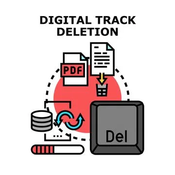 Digital track deletion process managing online personal data 스톡 일러스트