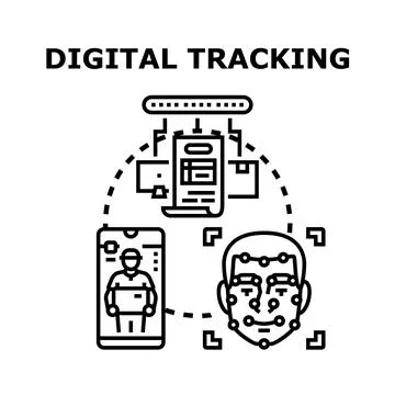 Digital tracking concept with personal data collection 库存插图