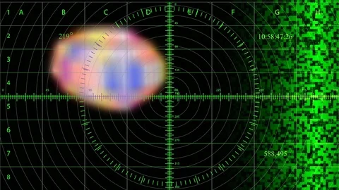 Digital Tracking of Flying through Space Big Burning Comet Stock Footage 112997068