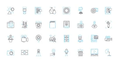 Digital trade linear icons set. E-commerce, Online, Cloud, Global, Internet Stock Illustration