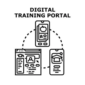 Digital training portal interface providing online education access Stock Illustration