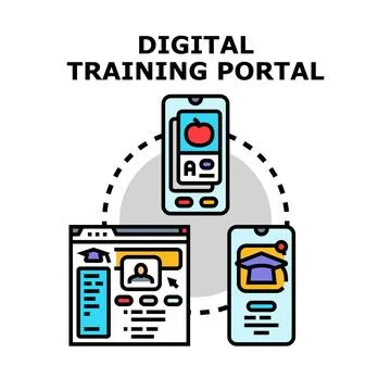 Digital training portal interface providing online education access Stock Illustration