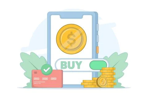 Digital transaction concept, secure money transfer and payment gateway. Stock Illustration
