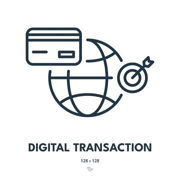 Digital Transaction Icon. Payment, Transfer, Purchase. Editable Stroke. Sim.. Stock Illustration