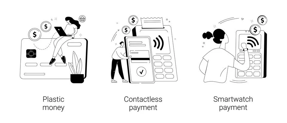 Digital transactions abstract concept vector illustrations. Stock Illustration