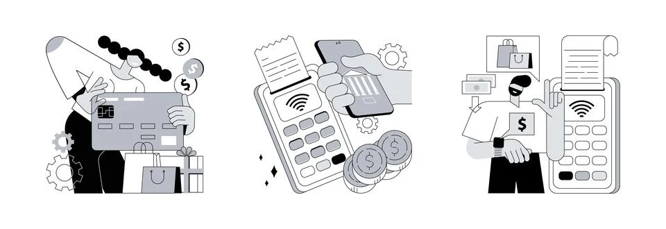 Digital transactions abstract concept vector illustrations. Stock Illustration