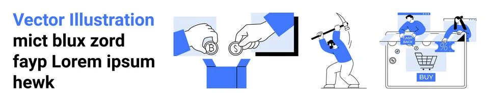 Digital Transactions, Online Security, and E-commerce Activities Depicted i.. Stock Illustration