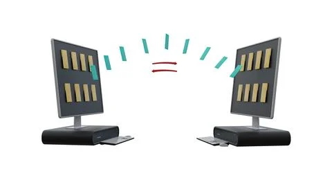 Digital transfer data illustration. Isolated on a white background. 3D render Stock Illustration