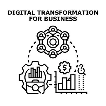 Digital transformation accelerating business development and optimization Stock Illustration