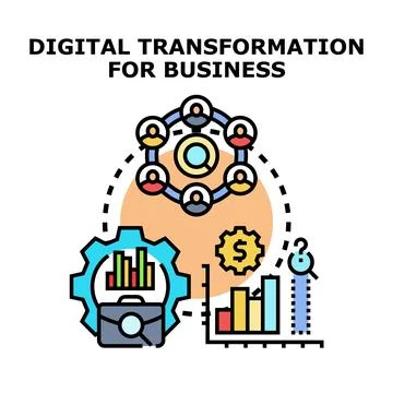 Digital transformation accelerating business development and optimization Stock Illustration