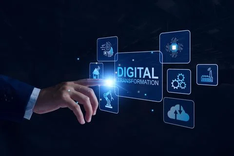 Digital transformation AI technology strategy, digitization and digitalizatio Stock Photos