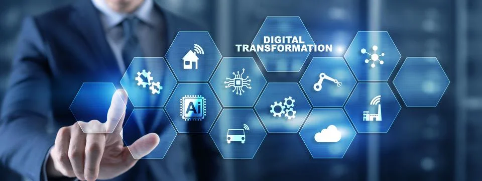 Digital Transformation and Digitalization Technology concept on Abstract Foto stock