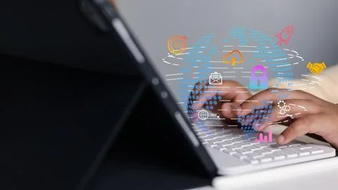 Digital Transformation and Global Technology Network with Cloud Computing a.. Stockfoto's