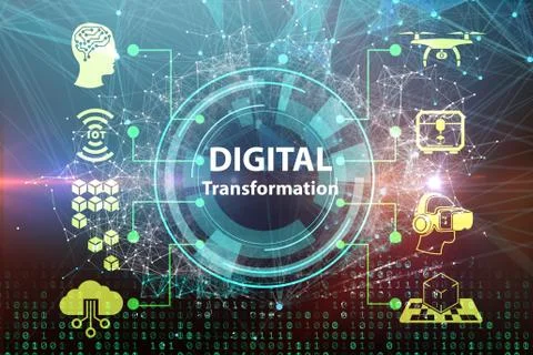 Digital transformation concept - 3d rendering Stock Illustration