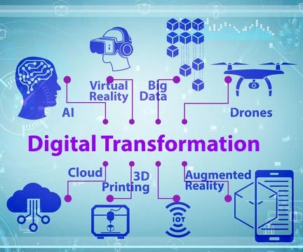 Digital transformation concept - 3d rendering Stock Illustration