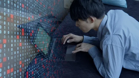 Digital transformation concept. Binary code. Programming. Stock Footage 115245870