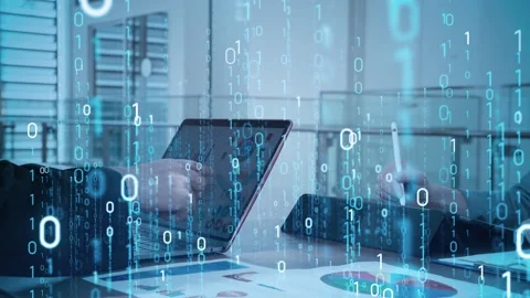 Digital transformation concept. Binary code. Programming. Stock Footage 130833026