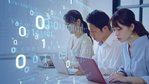 Digital transformation concept. Binary code. Programming. Stock Footage 135855458