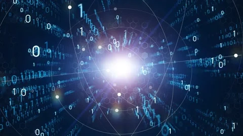 Digital transformation concept. Binary code. Programming. Quantum computer. Stock Footage 138336909