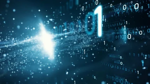 Digital transformation concept. Binary code. Programming. Quantum computer. Stock Footage 139456826