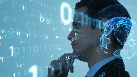 Digital transformation concept. Binary code. AI (Artificial Intelligence) concep Stock Footage 139602547