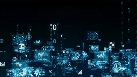 Digital transformation concept. Binary code. Programming. Stock Footage 140414900