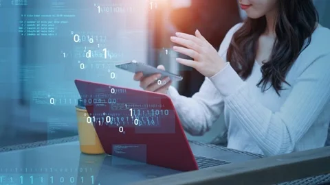 Digital transformation concept. Binary code. Programming. Stock Footage 143823225