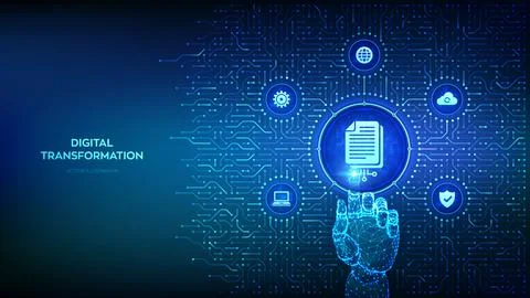 Digital transformation concept with digital document interface. Business proc イラスト素材