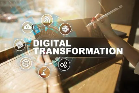 Digital transformation, Concept of digitization of business processes and modern Stock-Fotos