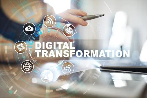 Digital transformation, Concept of digitization of business processes and modern Foto stock