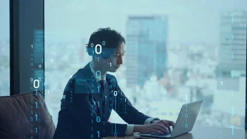 Digital transformation concept. System engineering. Binary code. Programming. Stock Footage 151891743