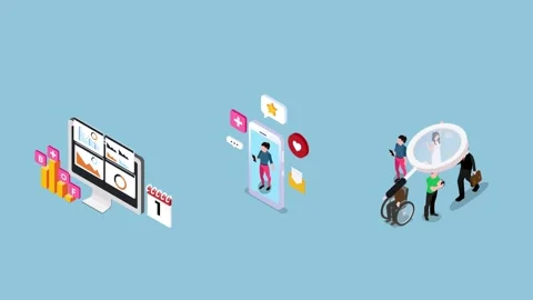 Digital Transformation Concepts  Data Analytics, Social Media, and Inclusiv.. Stock Footage 305012323