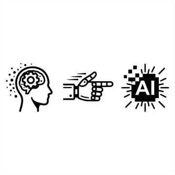 Digital Transformation Concepts Featuring Human Brain Logic and Robotic Tec.. Ilustración de archivo