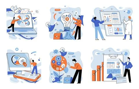 Digital transformation. Cyberspace is playground for development online Stock Illustration