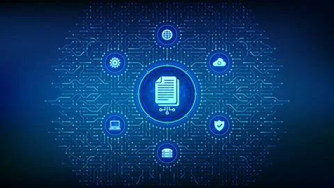 Digital transformation. Digitization of business processes modern technolog.. Stock Illustration