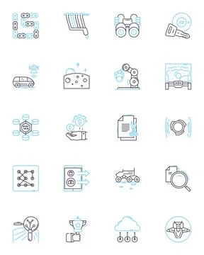 Digital Transformation - DigiTrans linear icons set. Disruption, Innovation Stock Illustration