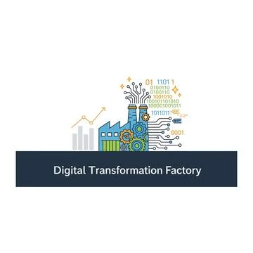 Digital transformation factory concept Stock Illustration