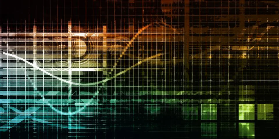 Digital Transformation Framework With Technology Grid Background イラスト素材