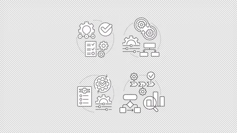Digital transformation frameworks line concept icons animation set Stock Footage 340577131