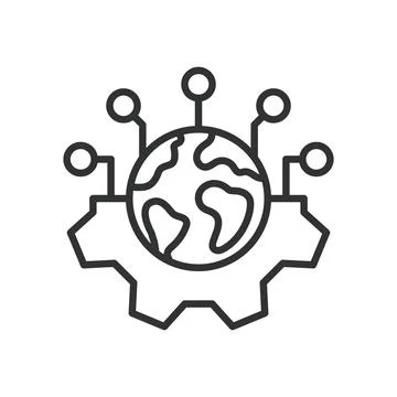 Digital transformation icon in line design. digital transformation, global Stock Illustration