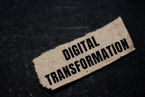 Digital Transformation message written on ripped torn paper background. Con.. Foto stock