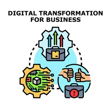 Digital transformation optimizing business processes and decisions Stock Illustration