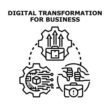 Digital transformation optimizing business processes and decisions Stock Illustration