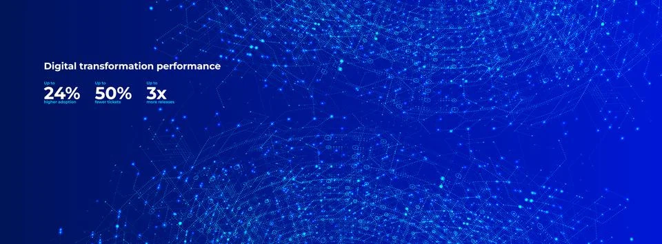 Digital Transformation Performance Background with Blue Data Network, Glowing Stock Illustration