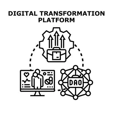 Digital transformation platform optimizing business growth and healthcare Stock Illustration