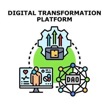 Digital transformation platform optimizing business growth and healthcare Stock Illustration