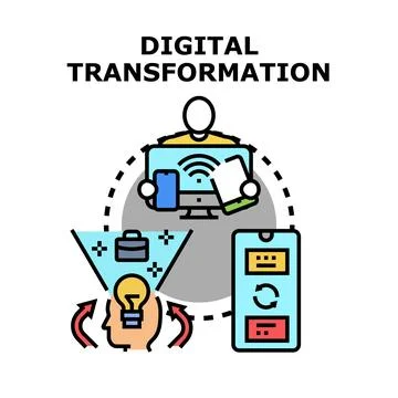 Digital transformation process adapting business for innovation 스톡 일러스트
