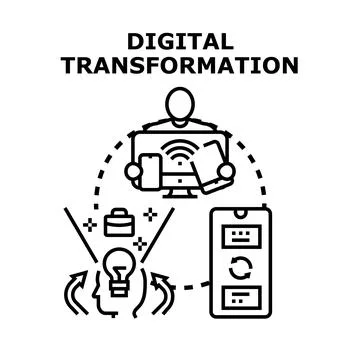 Digital transformation process adapting business for innovation Ilustração Stock