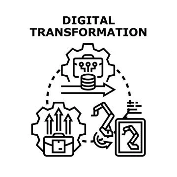 Digital transformation process for business evolution and automation Stock Illustration