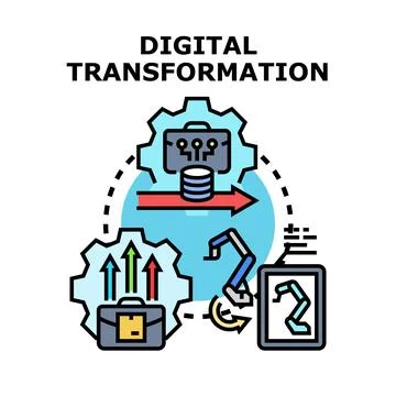 Digital transformation process for business evolution and automation Stock Illustration